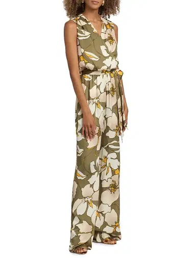Ramy Brook Women's Hollie Floral Wide-Leg Jumpsuit - Safari Floral | Thumbnail 4