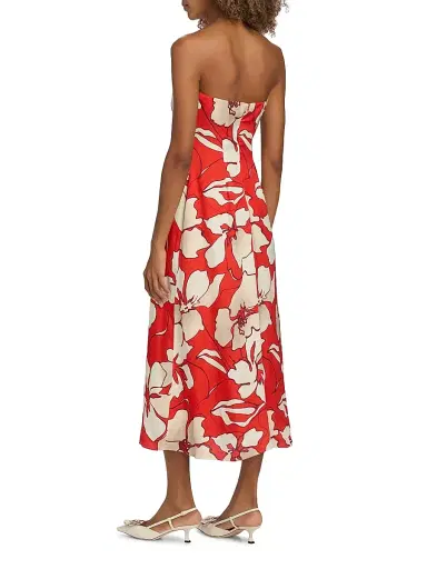 Ramy Brook Women's Kamilla Floral Satin Strapless Midi-Dress - Crimson Floral | Thumbnail 5