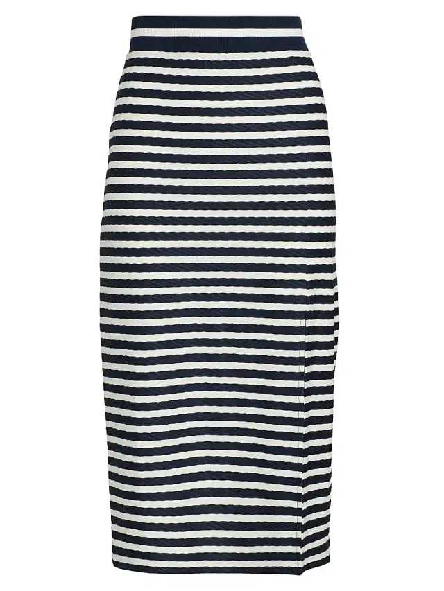 Ramy Brook Women's Venus Striped Midi-Skirt - Navy Stripe