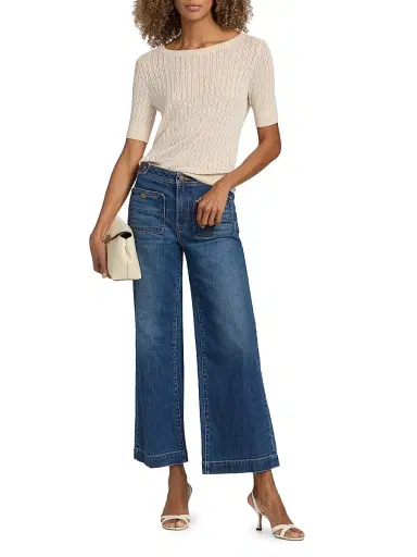 Ramy Brook Women's Elliott Silk-Cashmere Pointelle Sweater - Sandstone | Thumbnail 2