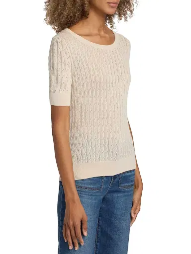 Ramy Brook Women's Elliott Silk-Cashmere Pointelle Sweater - Sandstone | Thumbnail 4