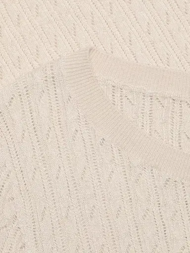 Ramy Brook Women's Elliott Silk-Cashmere Pointelle Sweater - Sandstone | Thumbnail 7