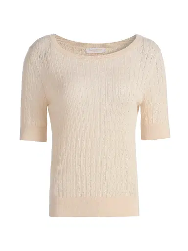 Ramy Brook Women's Elliott Silk-Cashmere Pointelle Sweater - Sandstone | Thumbnail 1
