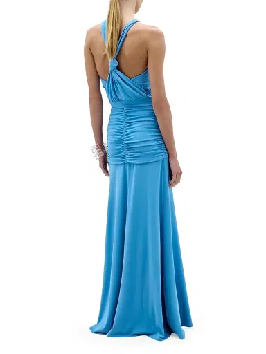 Silvia Tcherassi Women's Jedda Ruched Jersey Halter Gown - Powder Blue | Thumbnail 3 Silvia Tcherassi Women's Jedda Ruched Jersey Halter Gown - Powder Blue | Thumbnail 3