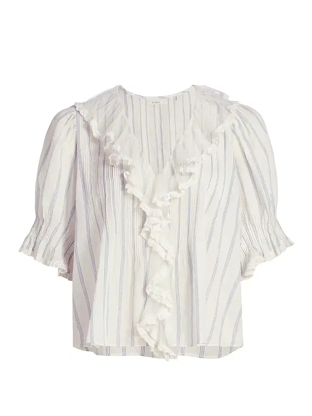 Women's Henri Striped Ruffle Front Top - Saint Aurelie Stripe