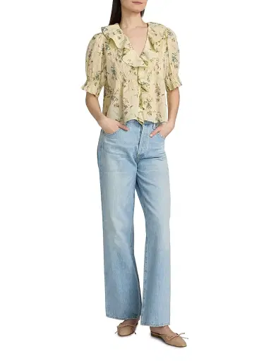 DÔEN Women's Henri Floral Ruffle Top - Sunshine Prairie Rose - Size XS | Thumbnail 2 DÔEN Women's Henri Floral Ruffle Top - Sunshine Prairie Rose - Size XS | Thumbnail 2