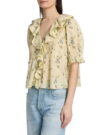 DÔEN Women's Henri Floral Ruffle Top - Sunshine Prairie Rose - Size XS | Thumbnail 4 DÔEN Women's Henri Floral Ruffle Top - Sunshine Prairie Rose - Size XS | Thumbnail 4