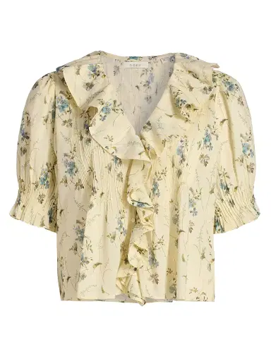 DÔEN Women's Henri Floral Ruffle Top - Sunshine Prairie Rose - Size XS | Thumbnail 1 DÔEN Women's Henri Floral Ruffle Top - Sunshine Prairie Rose - Size XS | Thumbnail 1