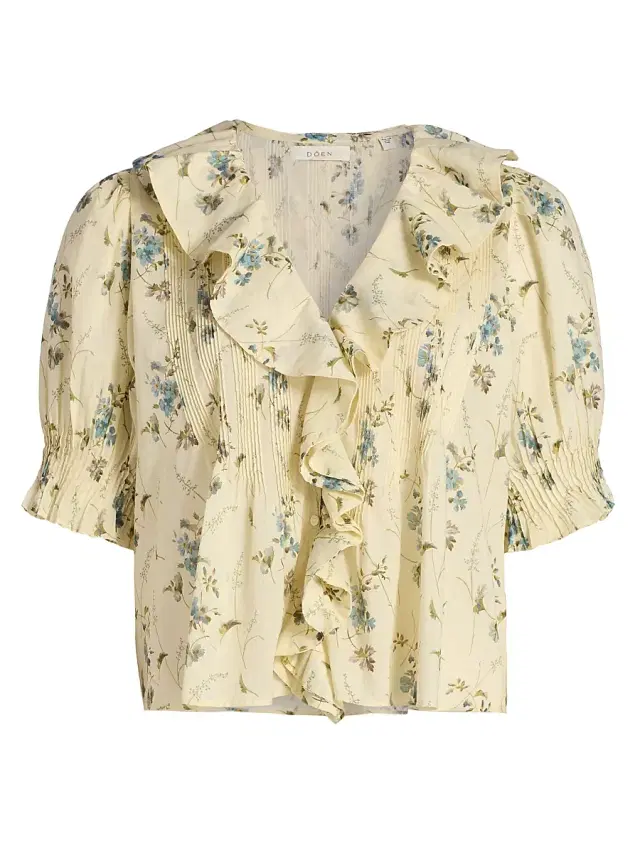 Women's Henri Floral Ruffle Top - Sunshine Prairie Rose
