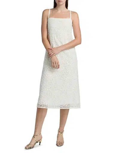 Proenza Schouler Women's Virginie Fringe Embroidered Midi-Dress - Off White - Size 4 | Thumbnail 2