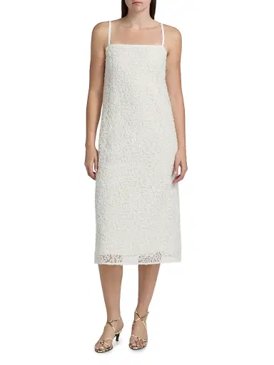 Proenza Schouler Women's Virginie Fringe Embroidered Midi-Dress - Off White - Size 4 | Thumbnail 3