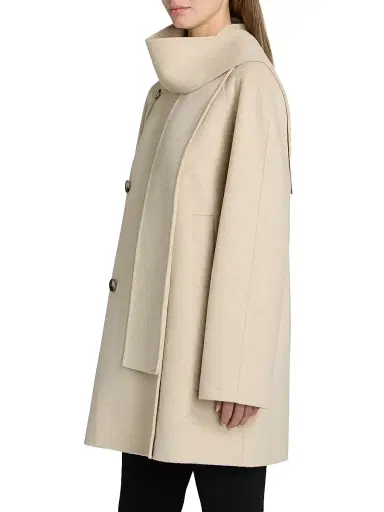 Proenza Schouler White Label Women's Brisa Draped Scarf Wool-Blend Coat - Off White | Thumbnail 4 Proenza Schouler White Label Women's Brisa Draped Scarf Wool-Blend Coat - Off White | Thumbnail 4
