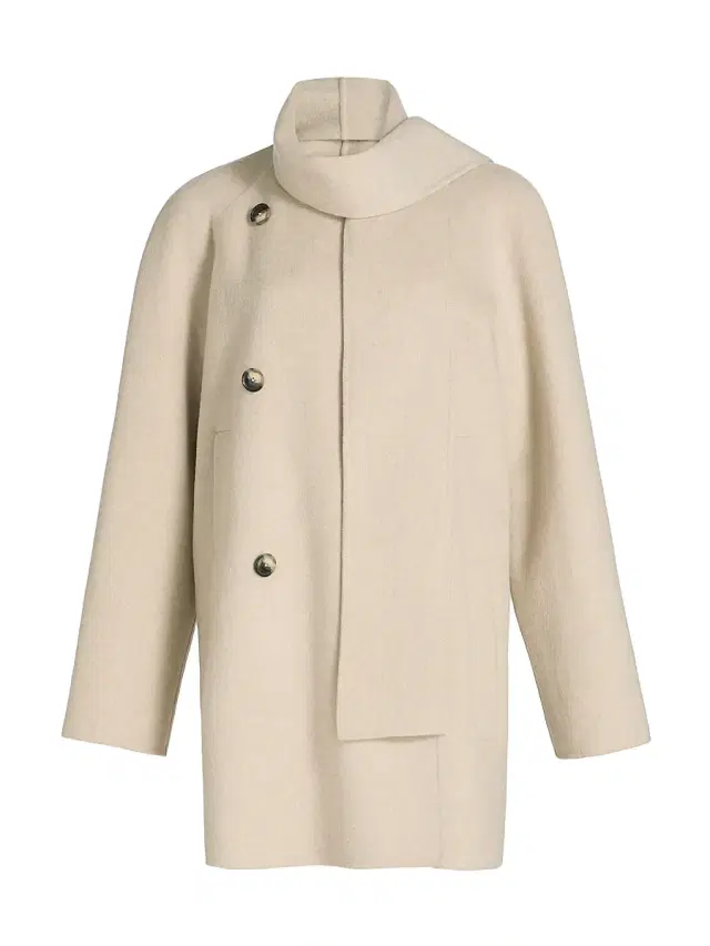 Women's Brisa Draped Scarf Wool-Blend Coat - Off White