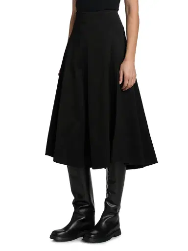 Proenza Schouler Women's Janan Cotton Sateen Midi-Skirt - Black | Thumbnail 4 Proenza Schouler Women's Janan Cotton Sateen Midi-Skirt - Black | Thumbnail 4
