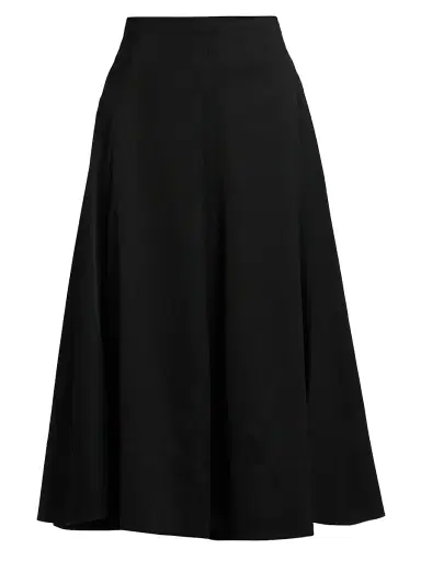 Proenza Schouler Women's Janan Cotton Sateen Midi-Skirt - Black | Thumbnail 1 Proenza Schouler Women's Janan Cotton Sateen Midi-Skirt - Black | Thumbnail 1