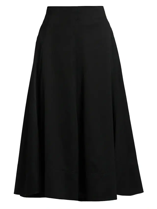 Proenza Schouler Women's Janan Cotton Sateen Midi-Skirt - Black