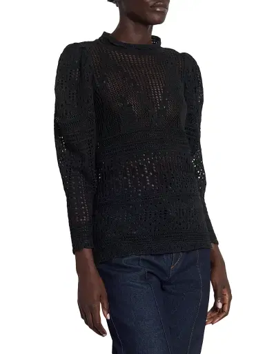 Isabel Marant Women's Dahara Crochet-Lace Top - Black | Thumbnail 4