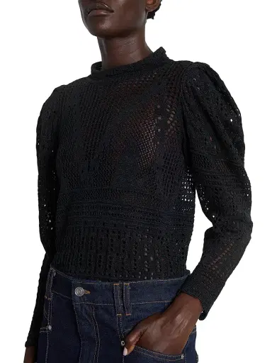 Isabel Marant Women's Dahara Crochet-Lace Top - Black | Thumbnail 6