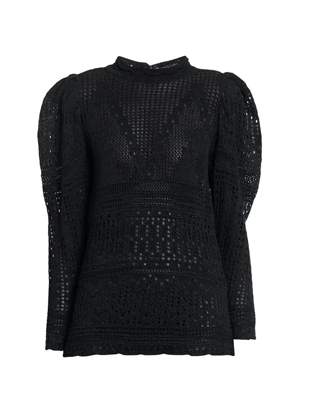Isabel Marant Women's Dahara Crochet-Lace Top - Black