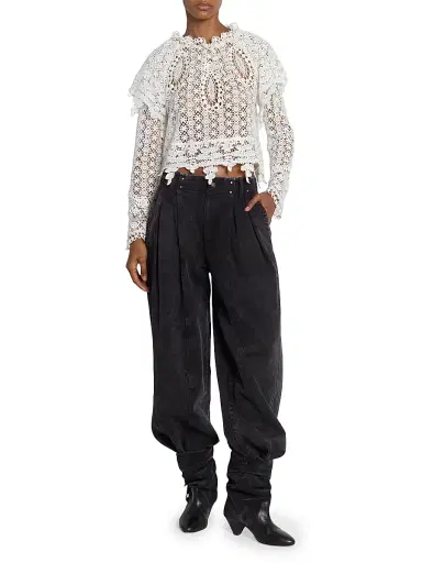 Isabel Marant Women's Hyliana Lace Cotton Top - White | Thumbnail 2 Isabel Marant Women's Hyliana Lace Cotton Top - White | Thumbnail 2
