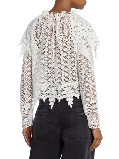 Isabel Marant Women's Hyliana Lace Cotton Top - White | Thumbnail 5 Isabel Marant Women's Hyliana Lace Cotton Top - White | Thumbnail 5