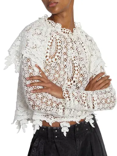 Isabel Marant Women's Hyliana Lace Cotton Top - White | Thumbnail 6 Isabel Marant Women's Hyliana Lace Cotton Top - White | Thumbnail 6