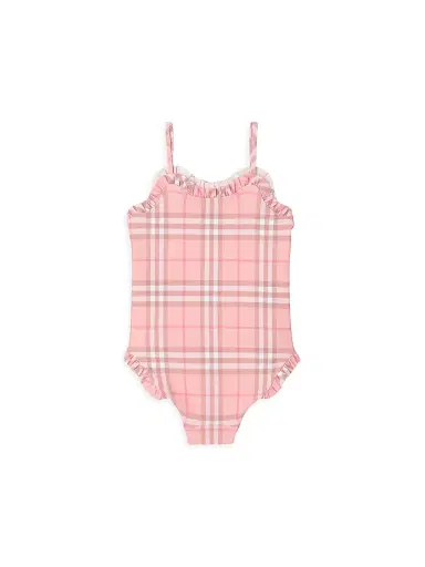 Burberry Little Girl's & Girl's Check One-Piece Swimsuit - Peony Pink - Size 8 | Thumbnail 2