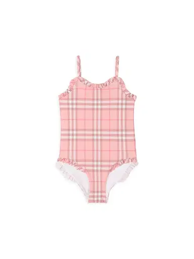 Burberry Little Girl's & Girl's Check One-Piece Swimsuit - Peony Pink - Size 8 | Thumbnail 1