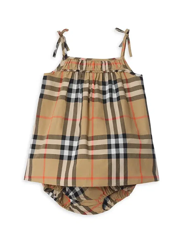 Baby Girl's Betty Check Dress & Bloomers - Sand 9 Months Baby Girl's Betty Check Dress & Bloomers - Sand 9 Months