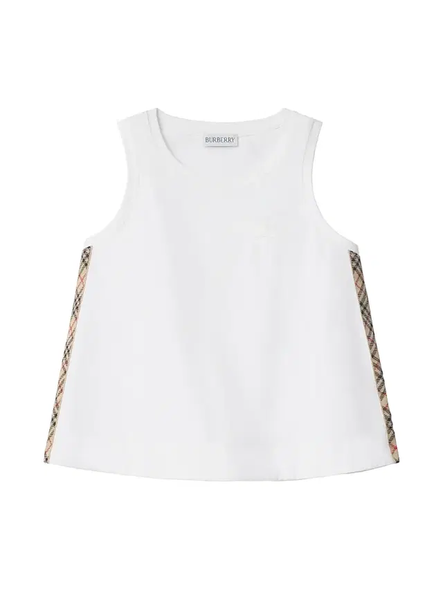 Little Girl's & Girl's Check-Trimmed Sleeveless Top - White