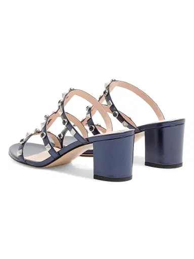 Valentino Garavani Women's Rockstud 60MM Slide Sandals - Navy | Thumbnail 3 Valentino Garavani Women's Rockstud 60MM Slide Sandals - Navy | Thumbnail 3