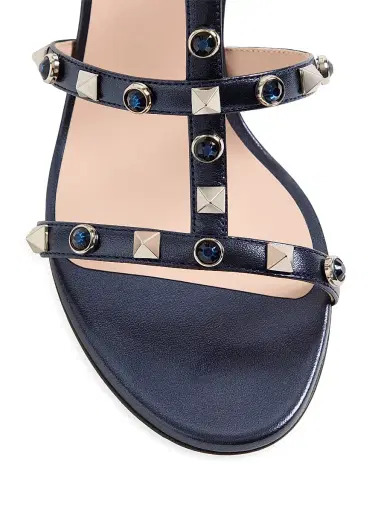 Valentino Garavani Women's Rockstud 60MM Slide Sandals - Navy | Thumbnail 5 Valentino Garavani Women's Rockstud 60MM Slide Sandals - Navy | Thumbnail 5