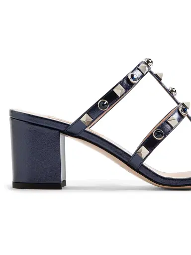 Valentino Garavani Women's Rockstud 60MM Slide Sandals - Navy | Thumbnail 6 Valentino Garavani Women's Rockstud 60MM Slide Sandals - Navy | Thumbnail 6