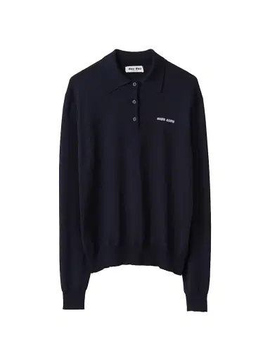 Miu Miu Women's Wool Knit Polo Shirt - Blue - Size 12 | Thumbnail 1 Miu Miu Women's Wool Knit Polo Shirt - Blue - Size 12 | Thumbnail 1