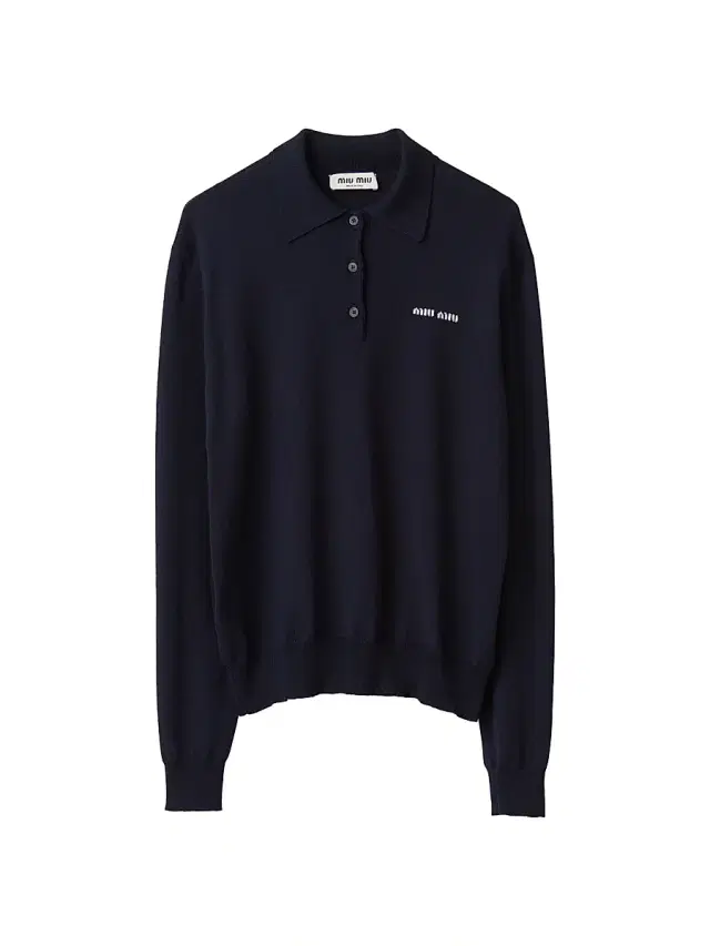 Women's Wool Knit Polo Shirt - Blue