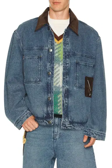 Charles Jeffrey Loverboy Denim Jacket With Corduroy Collar | Thumbnail 1 Charles Jeffrey Loverboy Denim Jacket With Corduroy Collar | Thumbnail 1