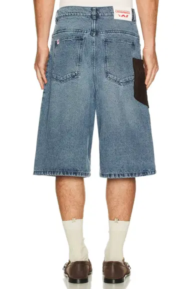 Charles Jeffrey Loverboy Wide Denim Shorts With Crochet Trumpet | Thumbnail 3 Charles Jeffrey Loverboy Wide Denim Shorts With Crochet Trumpet | Thumbnail 3