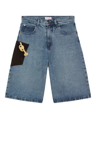 Charles Jeffrey Loverboy Wide Denim Shorts With Crochet Trumpet | Thumbnail 5 Charles Jeffrey Loverboy Wide Denim Shorts With Crochet Trumpet | Thumbnail 5