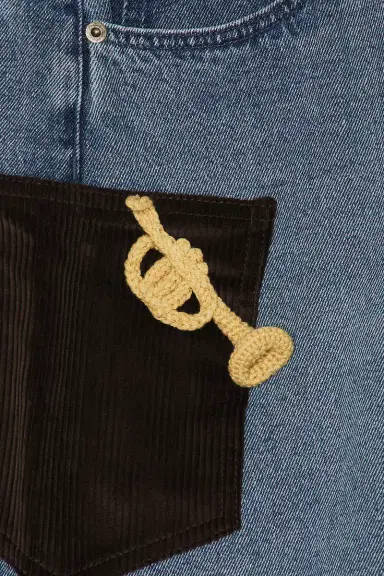 Charles Jeffrey Loverboy Wide Denim Shorts With Crochet Trumpet | Thumbnail 6 Charles Jeffrey Loverboy Wide Denim Shorts With Crochet Trumpet | Thumbnail 6