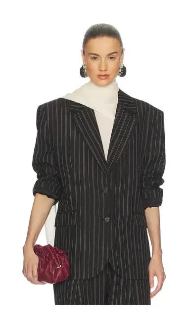 Helsa Stripe Twill Boyfriend Blazer | Thumbnail 2