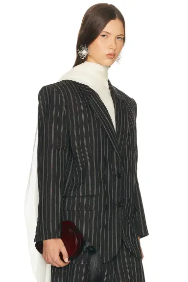 Helsa Stripe Twill Boyfriend Blazer | Thumbnail 5
