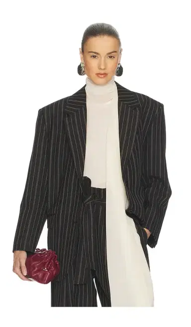Helsa Stripe Twill Boyfriend Blazer | Thumbnail 1
