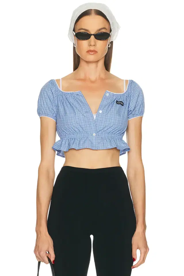 Miu Miu Cropped Check Blouse
