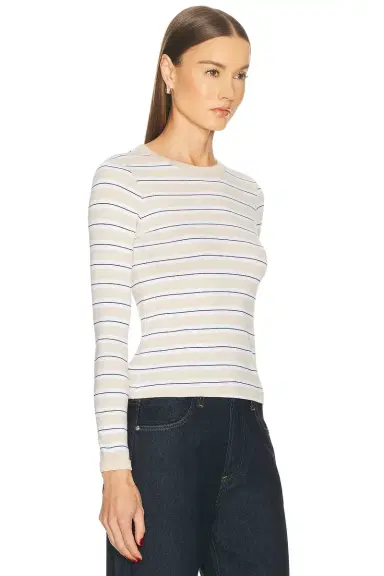 Enza Costa Cotton Stripe Classic Long Sleeve Top | Thumbnail 2 Enza Costa Cotton Stripe Classic Long Sleeve Top | Thumbnail 2