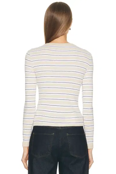 Enza Costa Cotton Stripe Classic Long Sleeve Top | Thumbnail 3 Enza Costa Cotton Stripe Classic Long Sleeve Top | Thumbnail 3