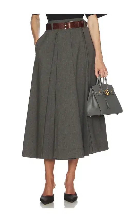 Wool Blend Pleated Skirt