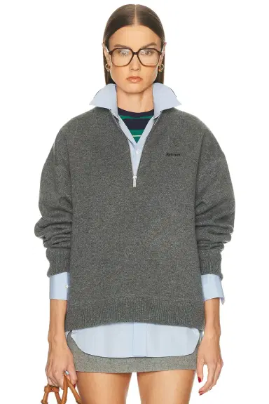 Miu Miu Cashmere F.12 Half Zip Sweater | Thumbnail 1 Miu Miu Cashmere F.12 Half Zip Sweater | Thumbnail 1