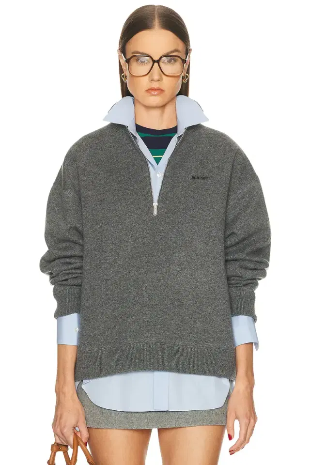 Miu Miu Cashmere F.12 Half Zip Sweater
