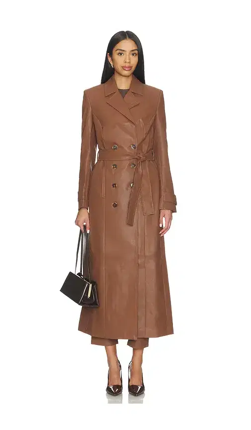 Faux Leather Longline Coat