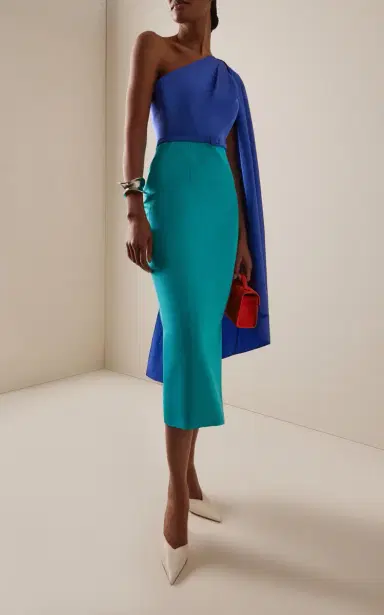 Carolina Herrera Asymmetric Silk-Faille Dress | Thumbnail 2